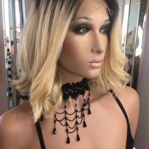 Blunt Blonde Bob with Dark Roots
