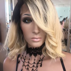 Blunt Blonde Bob with Dark Roots