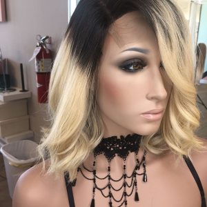 Blunt Blonde Bob with Dark Roots