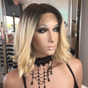 Blunt Blonde Bob with Dark Roots