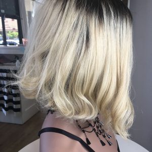 Blunt Blonde Bob with Dark Roots